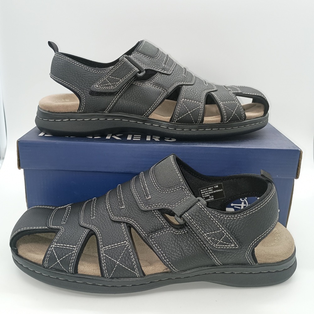 Dockers Searose Mens Black Fisherman Sandals Memory Foam Shoes 90-21374 Size 13